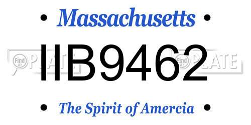 IIB9462 Massachusetts License Plate