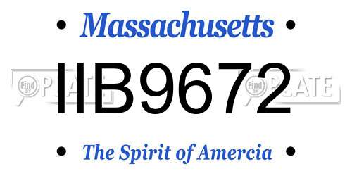 IIB9672 Massachusetts License Plate