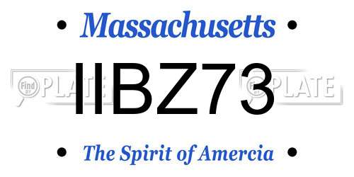 IIBZ73 Massachusetts License Plate
