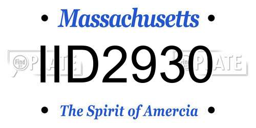 IID2930 Massachusetts License Plate