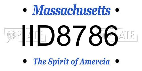 IID8786 Massachusetts License Plate