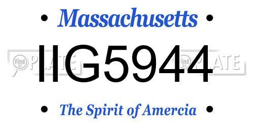 IIG5944 Massachusetts License Plate