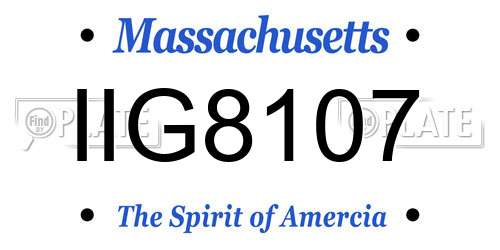 IIG8107 Massachusetts License Plate