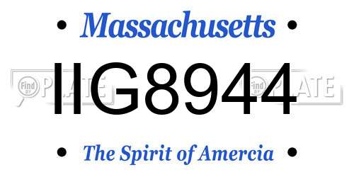 IIG8944 Massachusetts License Plate