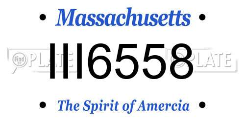 III6558 Massachusetts License Plate