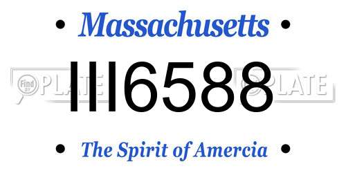 III6588 Massachusetts License Plate