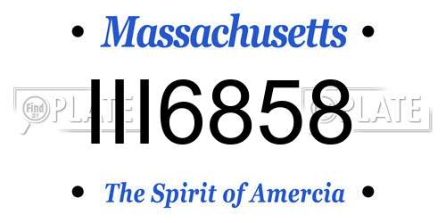 III6858 Massachusetts License Plate