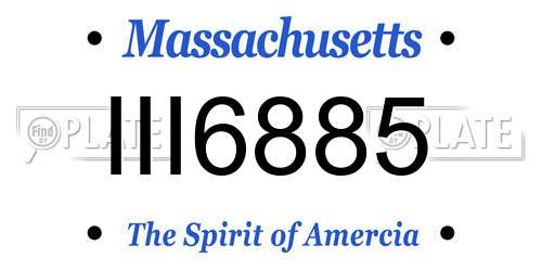 III6885 Massachusetts License Plate