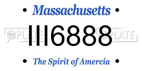 III6888 Massachusetts License Plate