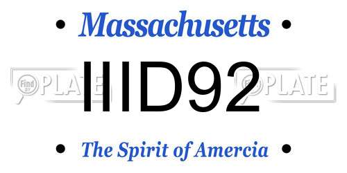IIID92 Massachusetts License Plate