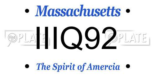 IIIQ92 Massachusetts License Plate