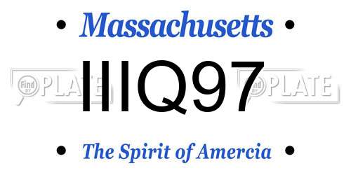 IIIQ97 Massachusetts License Plate