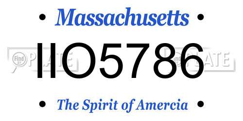 IIO5786 Massachusetts License Plate