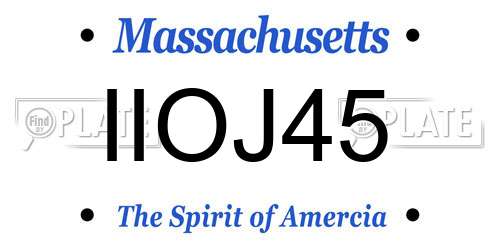 IIOJ45 Massachusetts License Plate