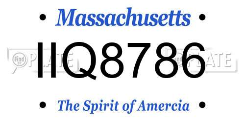 IIQ8786 Massachusetts License Plate