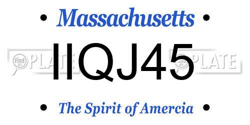 IIQJ45 Massachusetts License Plate