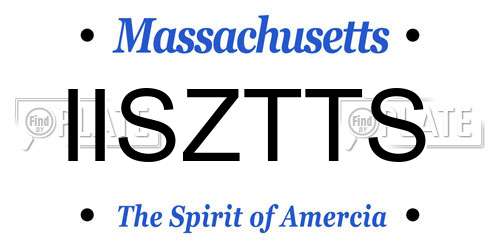 IISZTTS Massachusetts License Plate