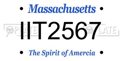 IIT2567 Massachusetts License Plate