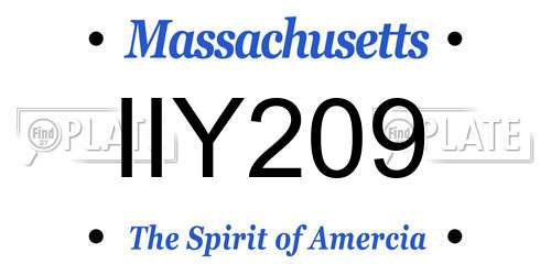 IIY209 Massachusetts License Plate