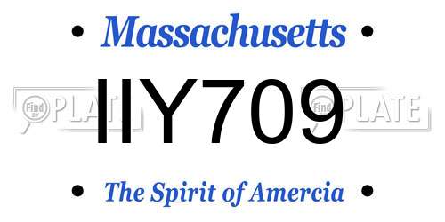 IIY709 Massachusetts License Plate