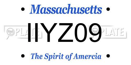 IIYZ09 Massachusetts License Plate
