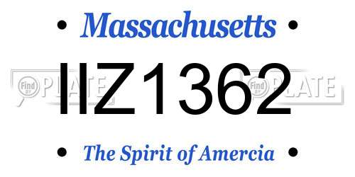 IIZ1362 Massachusetts License Plate