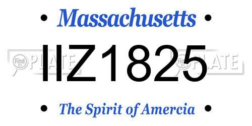 IIZ1825 Massachusetts License Plate