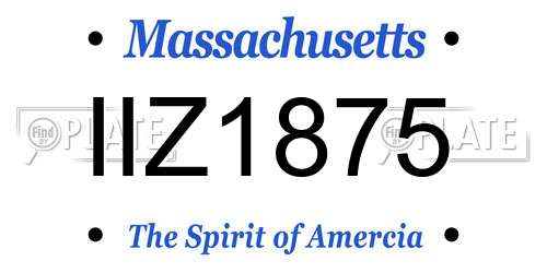IIZ1875 Massachusetts License Plate