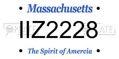 IIZ2228 Massachusetts License Plate