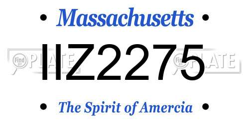 IIZ2275 Massachusetts License Plate