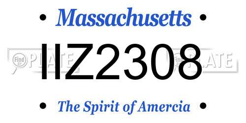 IIZ2308 Massachusetts License Plate