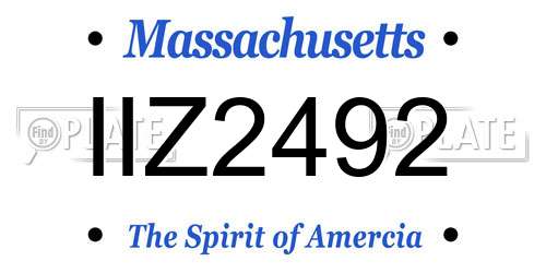 IIZ2492 Massachusetts License Plate