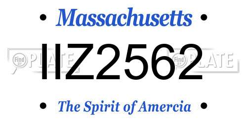 IIZ2562 Massachusetts License Plate