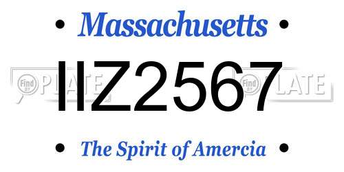 IIZ2567 Massachusetts License Plate
