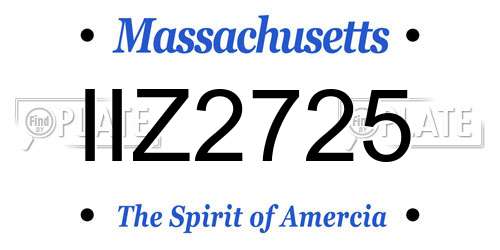 IIZ2725 Massachusetts License Plate