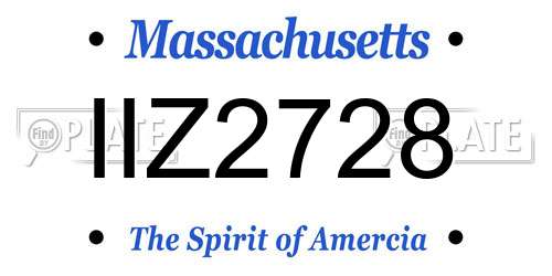 IIZ2728 Massachusetts License Plate