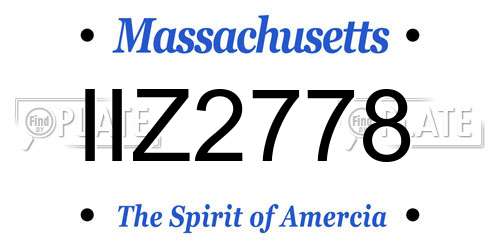 IIZ2778 Massachusetts License Plate