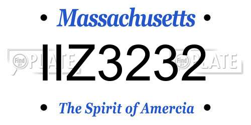 IIZ3232 Massachusetts License Plate