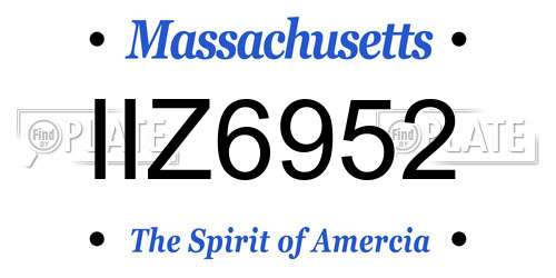 IIZ6952 Massachusetts License Plate