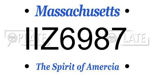 IIZ6987 Massachusetts License Plate