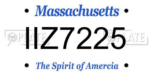 IIZ7225 Massachusetts License Plate