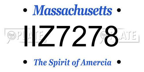 IIZ7278 Massachusetts License Plate