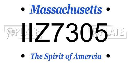IIZ7305 Massachusetts License Plate