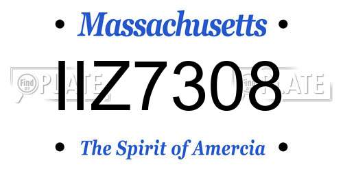 IIZ7308 Massachusetts License Plate
