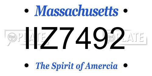 IIZ7492 Massachusetts License Plate