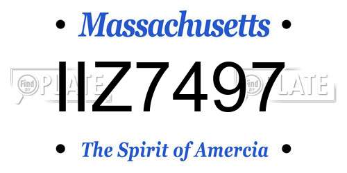 IIZ7497 Massachusetts License Plate