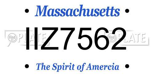 IIZ7562 Massachusetts License Plate