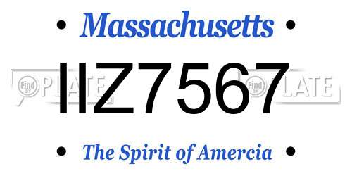 IIZ7567 Massachusetts License Plate