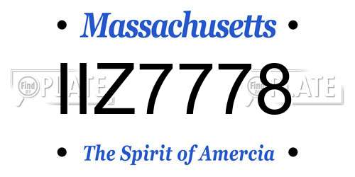 IIZ7778 Massachusetts License Plate