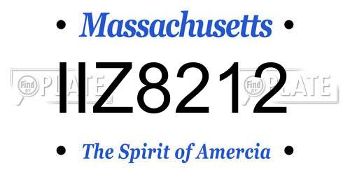 IIZ8212 Massachusetts License Plate